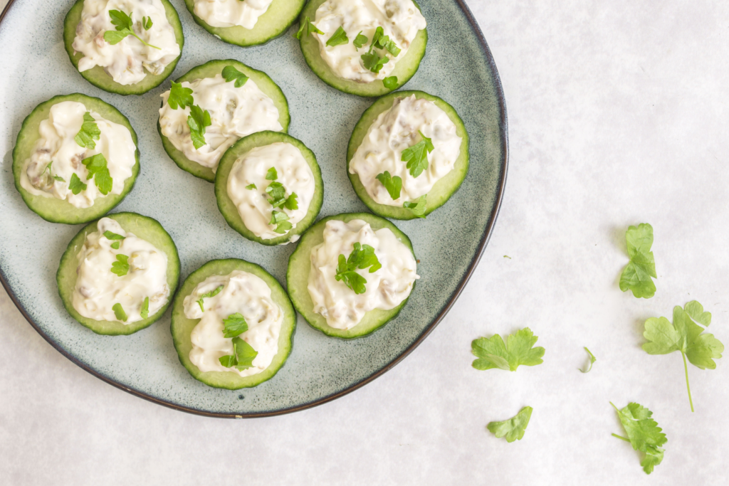 Cucumber Bites With Anchovy And Capers Mayo