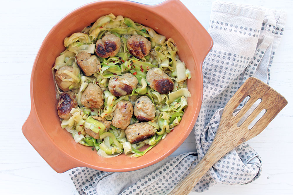 Sausage Meatballs With Zucchini Pasta