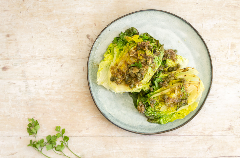 Grilled Lettuce with Anchovy Butter