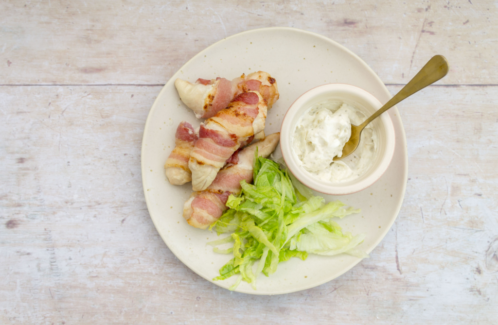 Bacon Wrapped Chicken Tenders with Parmesan