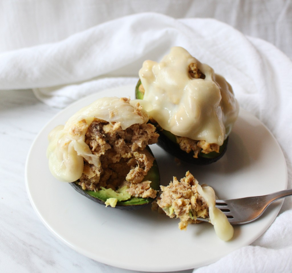 Scrambled Egg and Tuna Avocado Boats