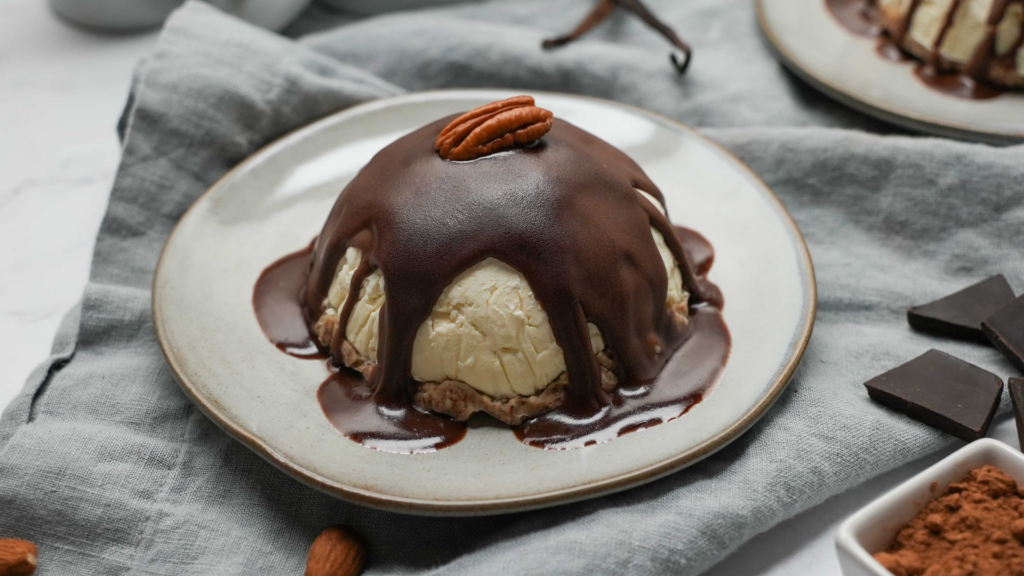 Ice Cream Bomb with Chocolate and Pecans