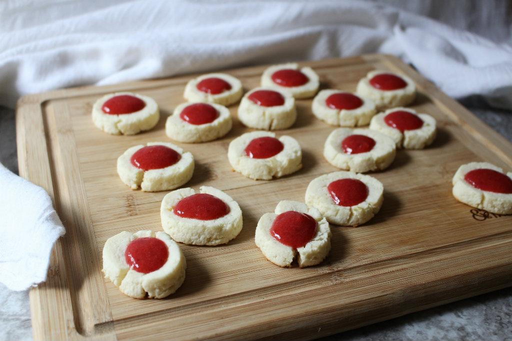 Strawberry Jelly Thumbprint Cookies