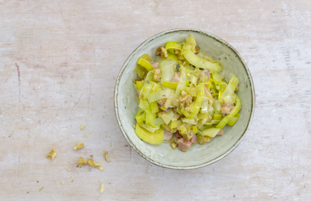 Leeks With Blue Cheese And Pancetta