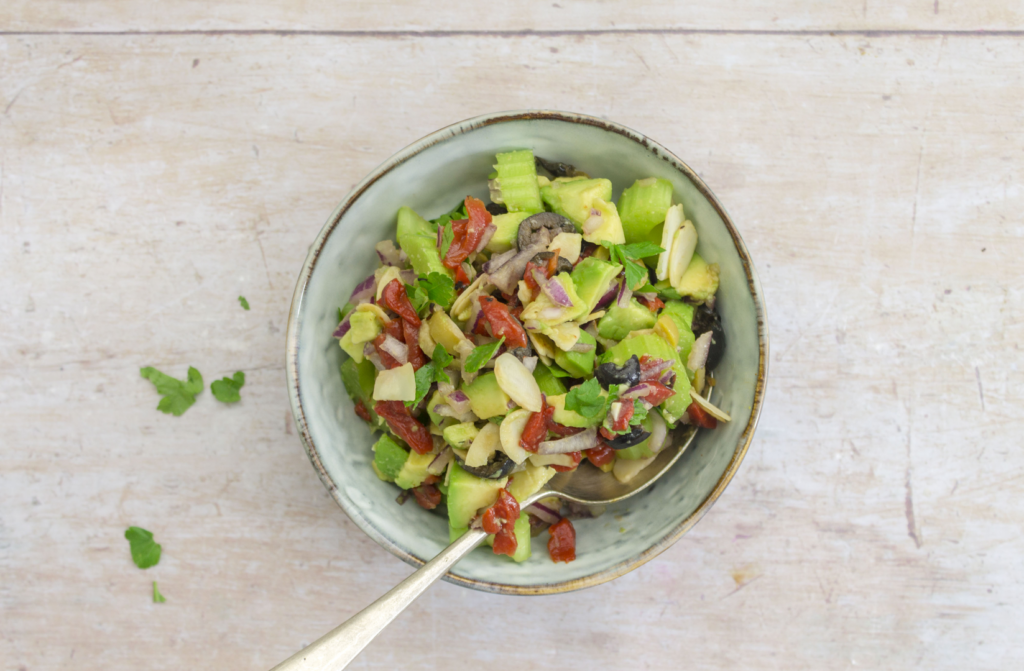 Celery, Avocado, Pepper and Olive Salad