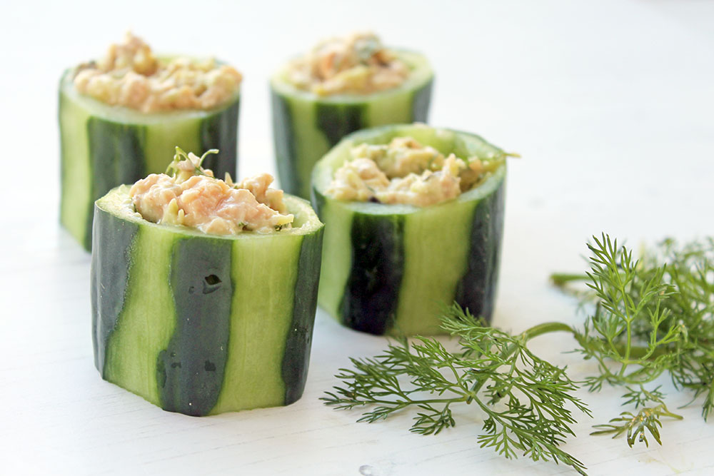 Stuffed Cucumber With Salmon And Avocado Mayo