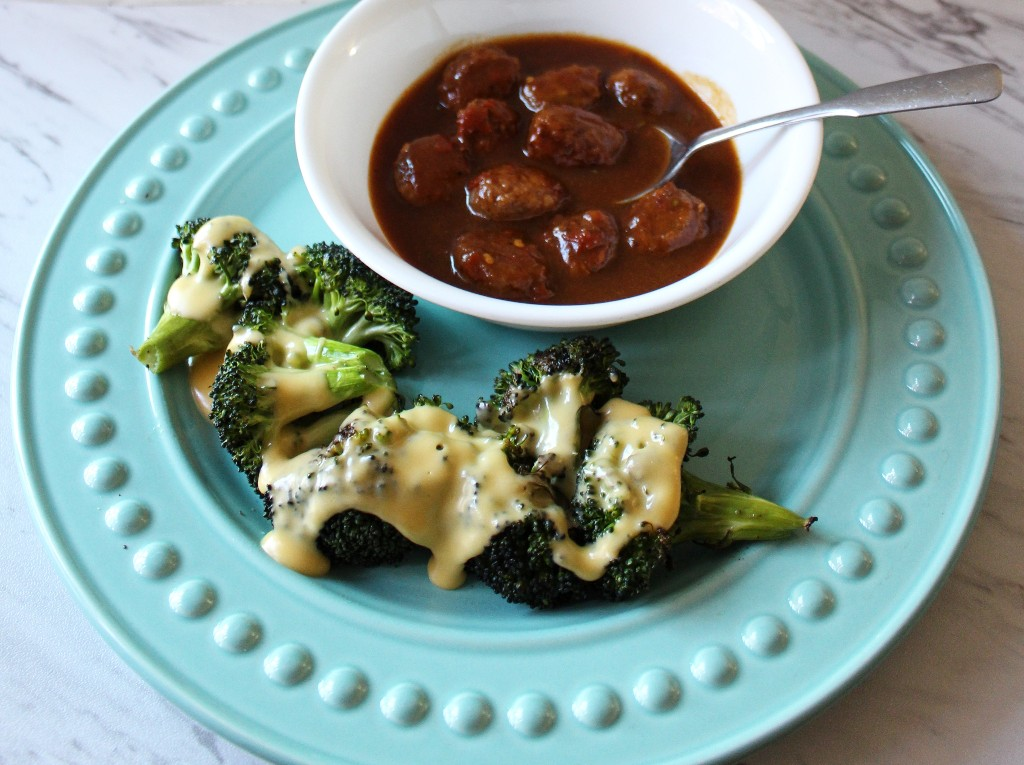 Spicy Sausage Stew w Cheesy Broccoli