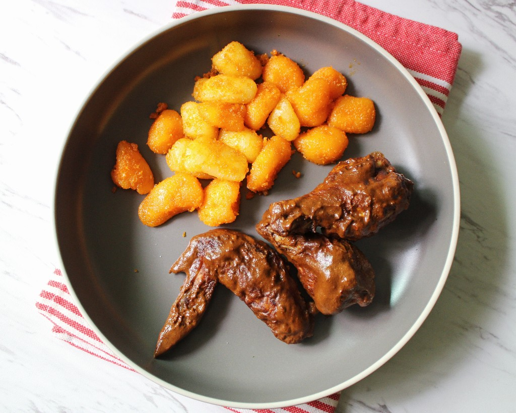 Chicken Wings w Mole Sauce and Air Fried Cheese Curds