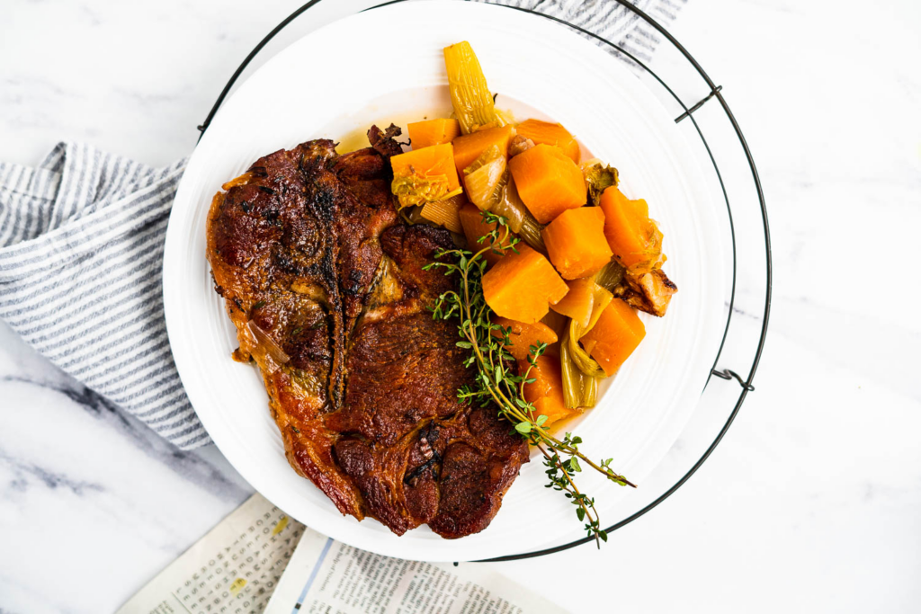 Braised Pork Shoulder Steaks with Rutabaga