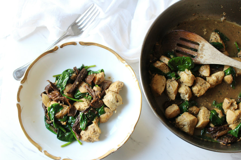 Chicken And Spinach In Porcini Mushroom Sauce