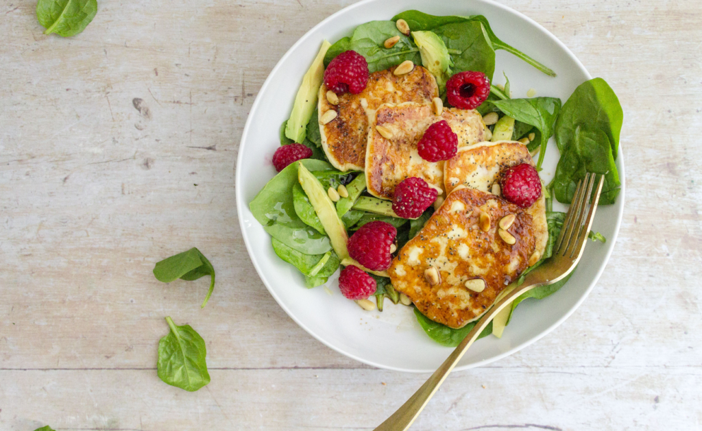 Halloumi and Raspberry Salad