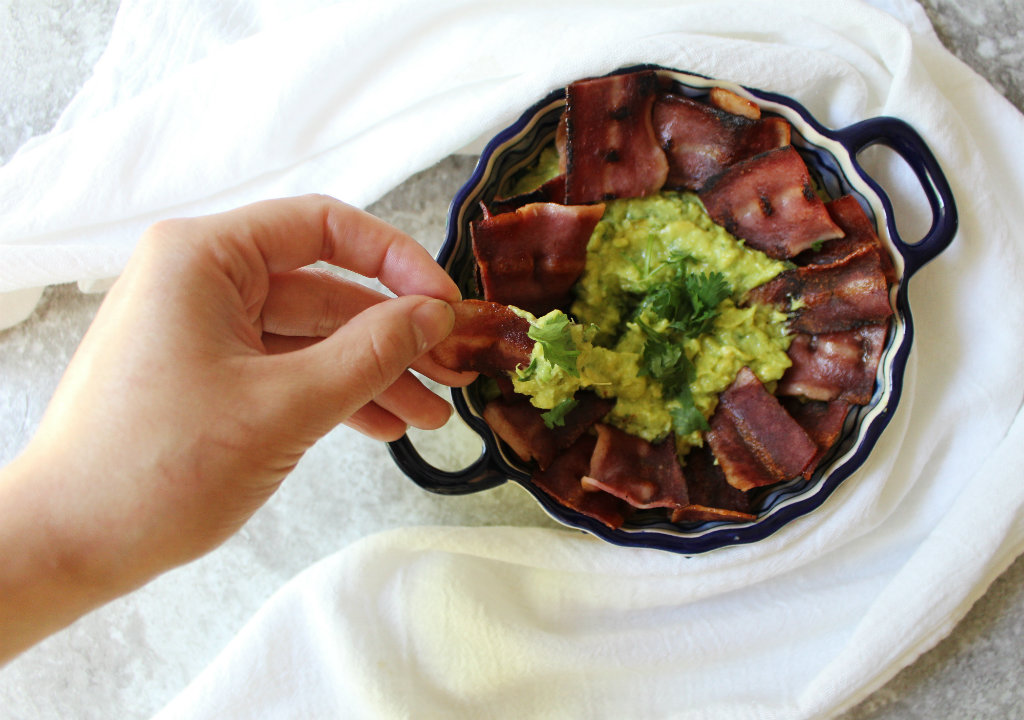 Turkey Bacon Chips w Guacamole