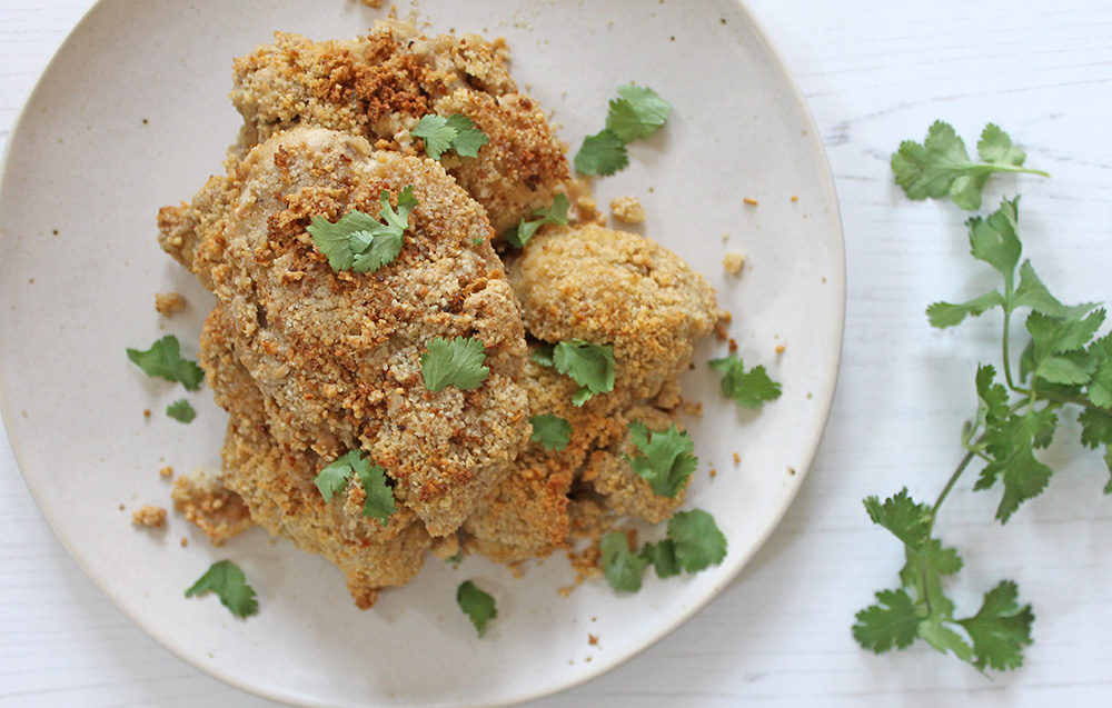 Tahini Breaded Chicken Thighs