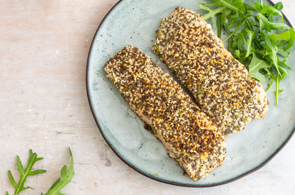 Chia and Sesame Crusted Salmon