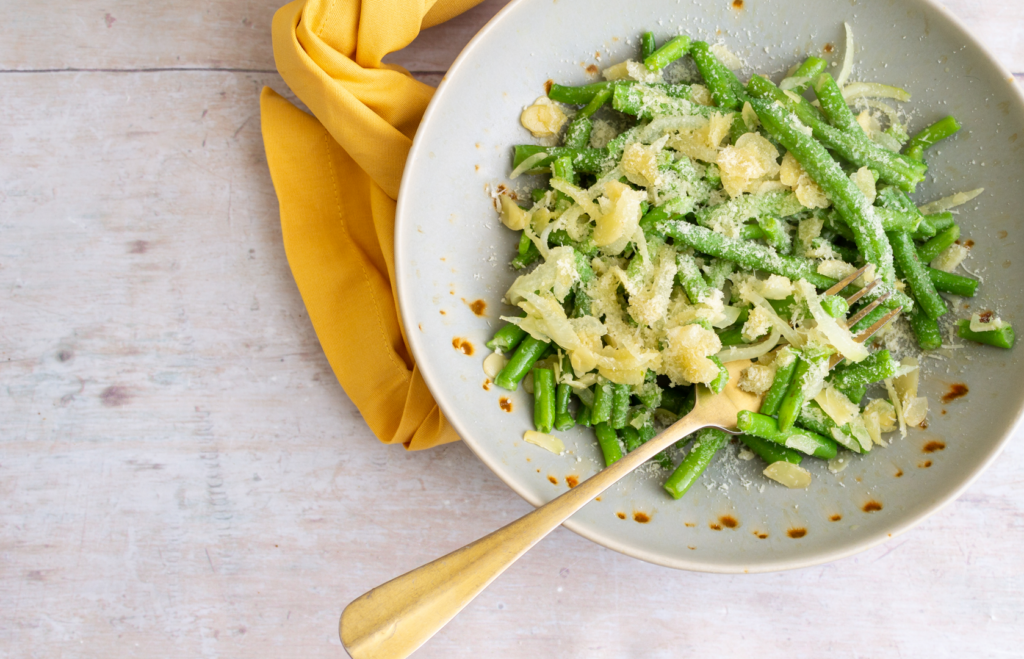 Green Beans with Parmesan and Flaked Almonds
