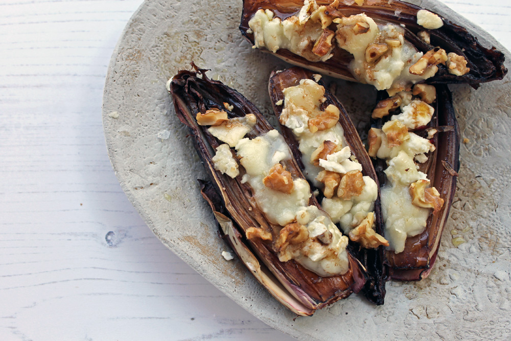 Roasted Radicchio With Goats Cheese And Walnuts