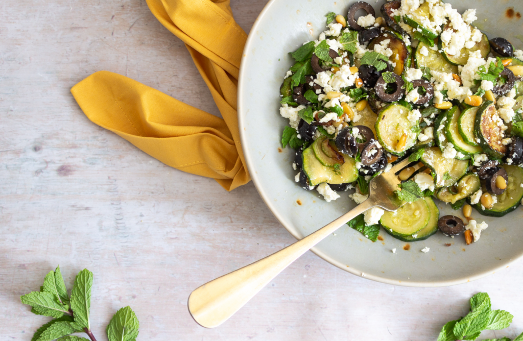 Pan-Fried Zucchini with Feta and Olives