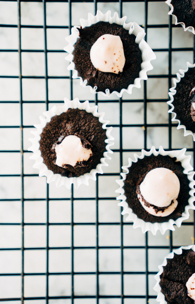 Mini Fudgy Brownies with Raspberry Cream Cheese Filling