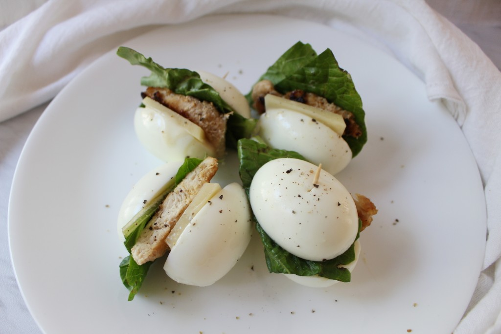 Chicken Caesar Hard Boiled Egg Bites