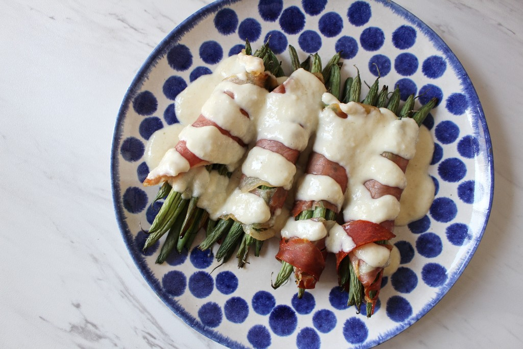 Haricot Verts Wrapped In Prosciutto w Parmesan Sauce