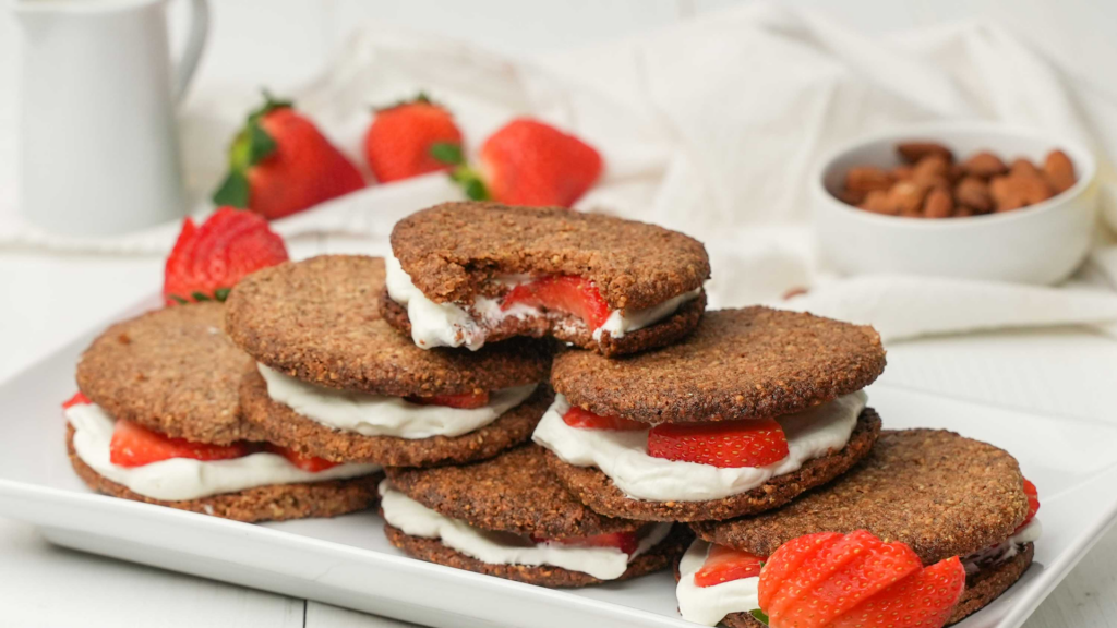 Strawberry and Cream Shortbread Sandwiches